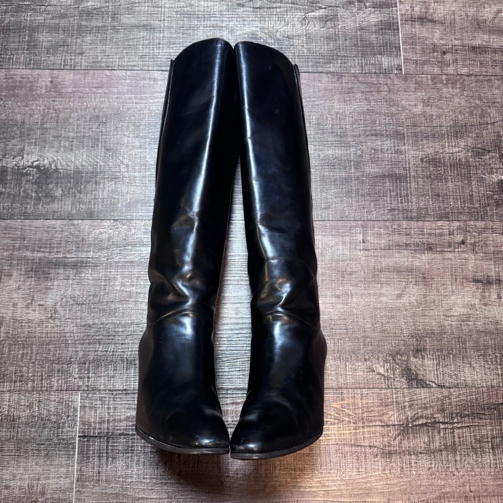 Vintage Gucci Black Leather Heeled Riding Boots - Picture 9 of 15